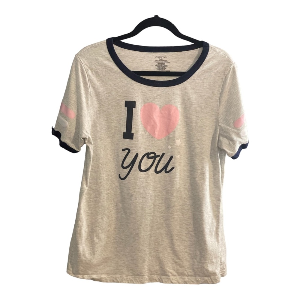 Carisma I Love You Graphic Tee Sleep Shirt Loungewear Womens Grey Tee